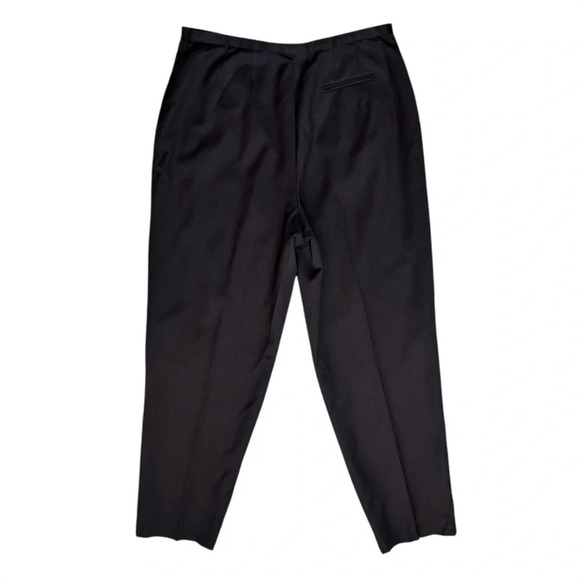 Vtg HARVE BENARD Sport Black Wool Pants Lined Flat Front Pockets High Rise 16 - Picture 2 of 8